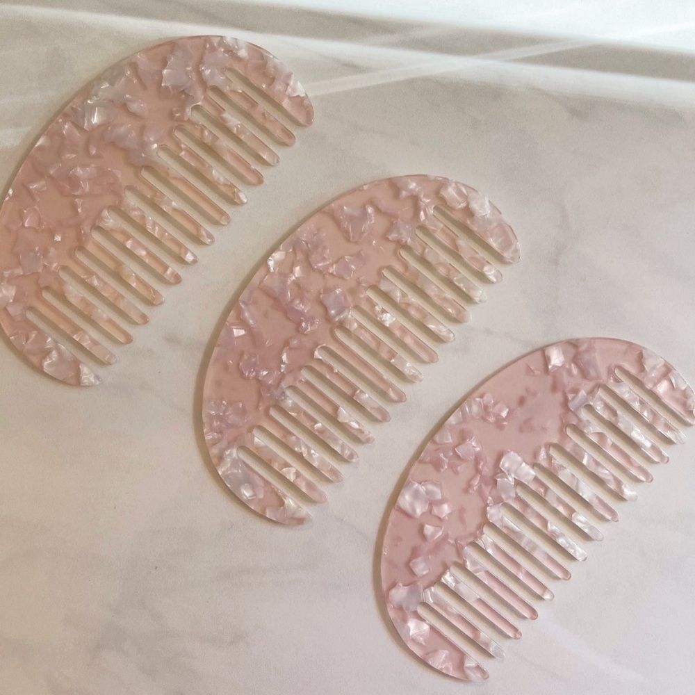 Pearlescent Pink Tortoise Shell Wide Tooth Comb - 1 Piece